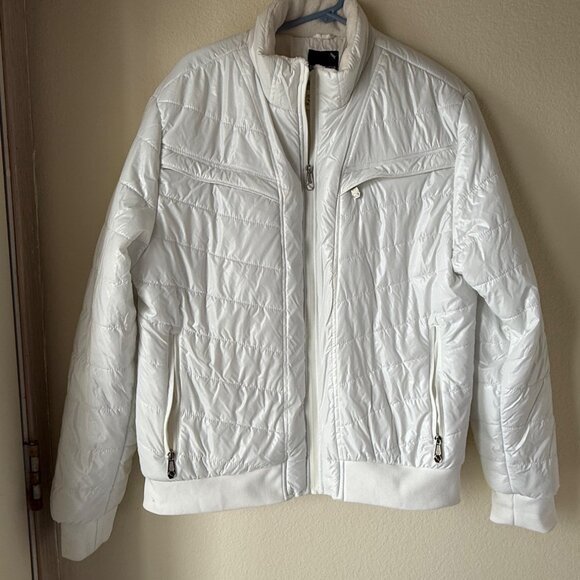 Stone Falcon Jackets & Blazers - Stone Falcon Quilted Puffer Jacket, Full Zip, White, Large